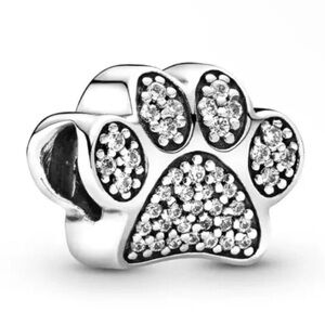 NEW S925 Silver Gemstone Paw Print Pandora Style Charm